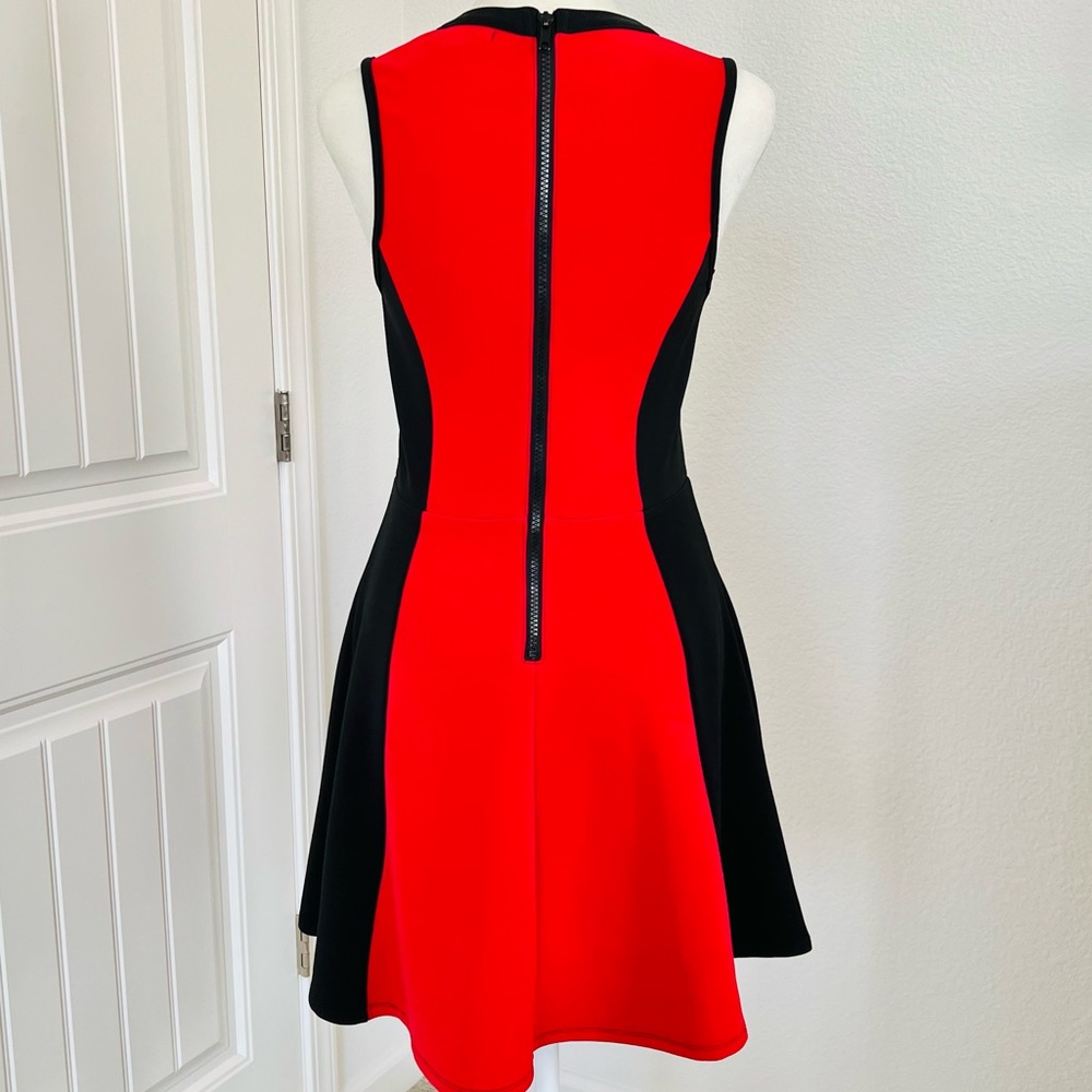 Material Girl Red & Black Color Block Fit & Flare A-line Cocktail Party Dress - Picture 4 of 7